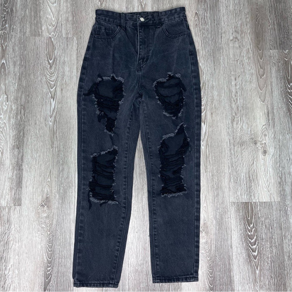 black ripped jeans